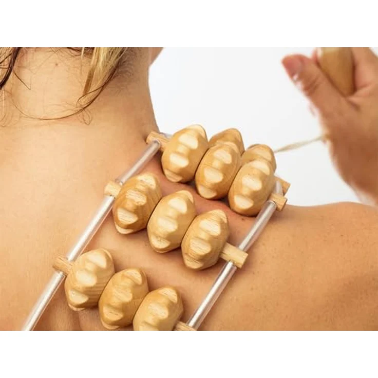 HABYS Holz-Massagegerät für Rücken & Körper, professioneller Rollen-Massageroller für Muskelentspannung und Durchblutungsförderung, ergonomisches Design aus robustem Holz – Bild 4
