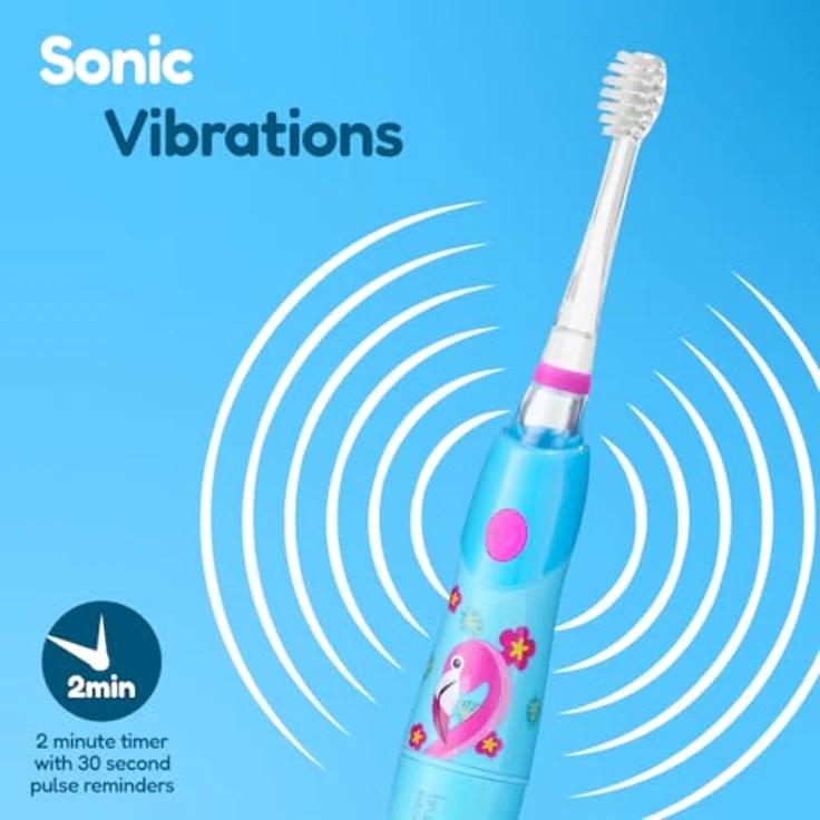 BRUSH-BABY KidzSonic Schallzahnbürste für Kinder, Flamingo, sanfte Reinigung, 2 Modi – Bild 4