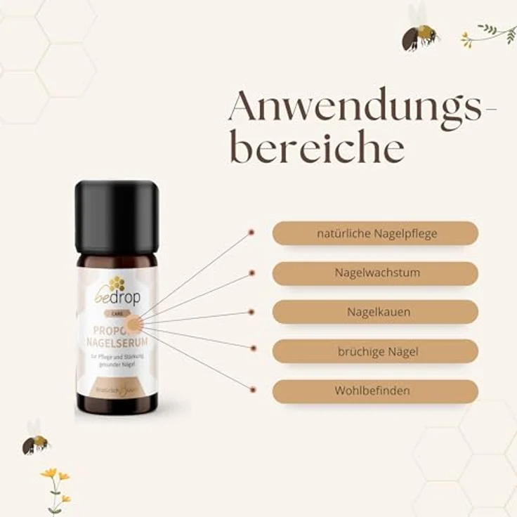 bedrop Propolis Nagelserum 10ml zur Nagelpflege & Stärkung natürlicher Nägel mit Propolis Teebaumöl Lavendelöl & weiteren Ölen, Glasverpackung, Made in Germany – Bild 4