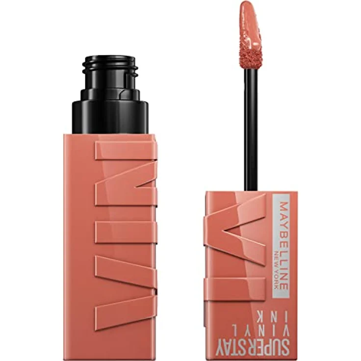 Maybelline New York flüssiger Lippenstift, Liquid Lipstick mit 16 Stunden Halt und glänzendem Finish, Super Stay Vinyl Ink, Nr. 105 Golden, 4,2 ml – Bild 1