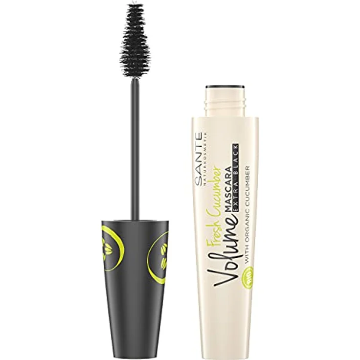 Sante Naturkosmetik Fresh Cucumber Volume Mascara, Wimperntusche mit Bio-Gurkenextrakt und Kegelbürste, 12 ml – Bild 1
