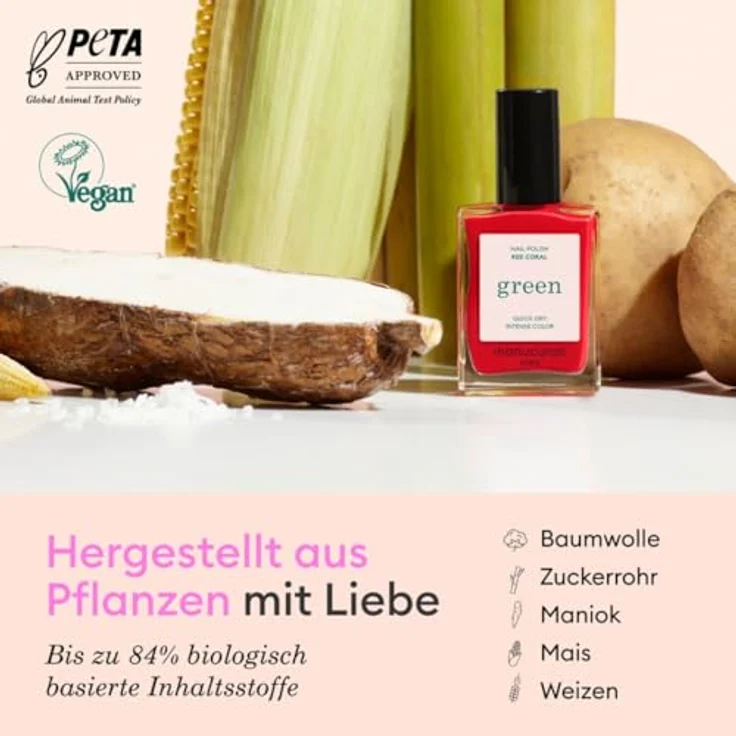 Manucurist Green Altrosa Nagellack 9-Free Vegan Bio-basiert 15ml (OLD ROSE) – Bild 4
