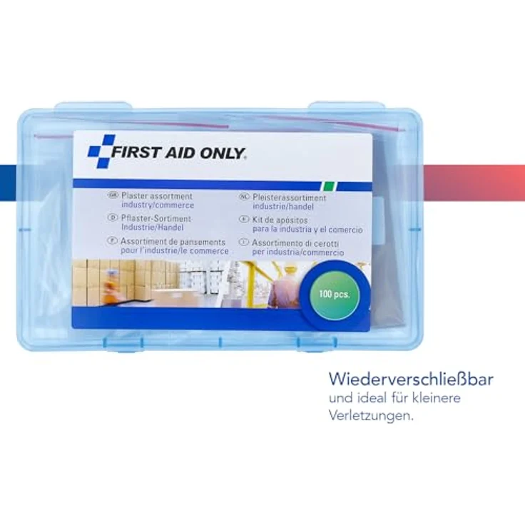 First Aid Only Pflaster-Sortiment Industrie-Handel, verschiedene Größen und Ausführungen, 100 Stück, P-10023 – Bild 4