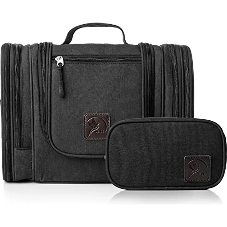 Obics Kulturbeutel Damen & Herren Gross schwarz 8L XXL - Kulturtasche zum Aufhängen, mit Spiegel - Outdoor Kosmetik-Tasche groß als Geschenke-Set mit 10 Fächer für Camping & Reisen – Bild 5