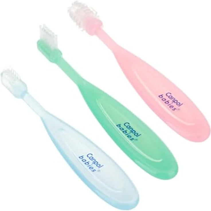 Canpol Babies Zahnbürsten-Set – 3-Stück, ab 0 Monaten, für sanfte und effektive Reinigung, blau – Bild 2
