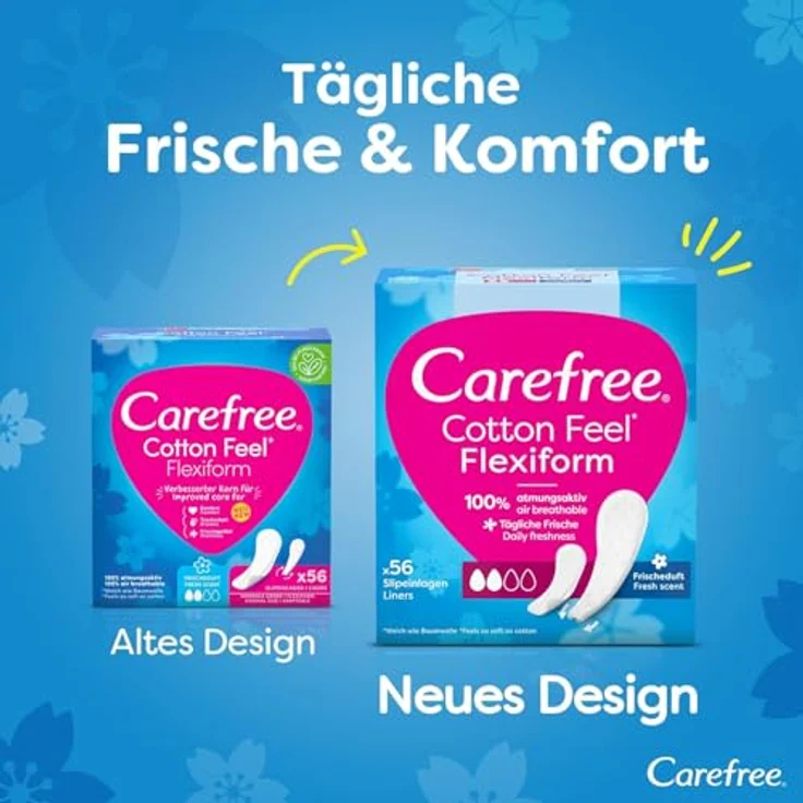 Carefree Slipeinlagen Cotton Feel Flexiform, 100% atmungsaktiv mit Frischeduft, 56 Stück – Bild 2
