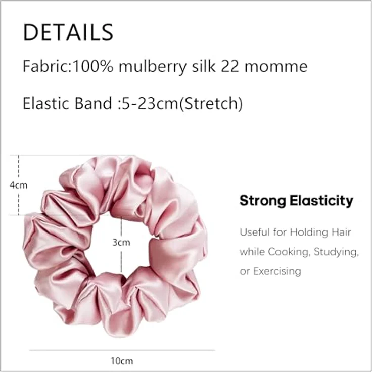 townssilk Seidenhaarschlaufe, 2 Stück aus 100% reiner Maulbeerseide, 22 Momme, haarschonend, luxuriös, dustypink purple – Bild 3