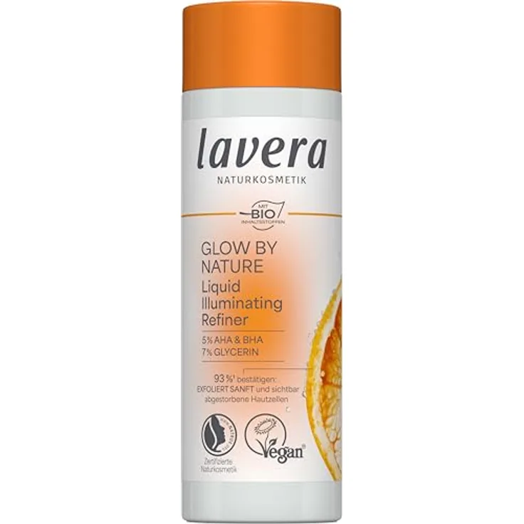 lavera Refiner Glow By Nature Liquid Illuminating Refiner, 100 ml - Sanfte Exfoliation, sichtbare Hautregeneration, intensive Feuchtigkeit