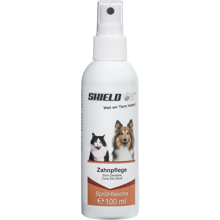 Shield On Tierzahnbürste Zahnpflege für Hunde und Katzen, Dentalspray mit Plaque-Reduzierung, 100 ml