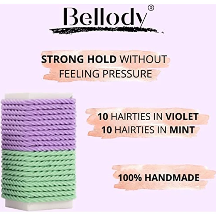 Bellody® Minis - Kleine Mini Haargummis für stylische Flechtfrisuren & kleine Zöpfe (20 Stück - Türkis/Violett) - Damen Haargummis in verschiedenen Farben – Bild 2
