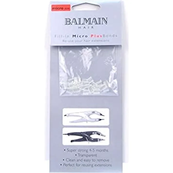 Balmain Fill-In Micro Plusbonds, 24 Stück, transparente Mikrokeratinbindungen für Haarverlängerungen