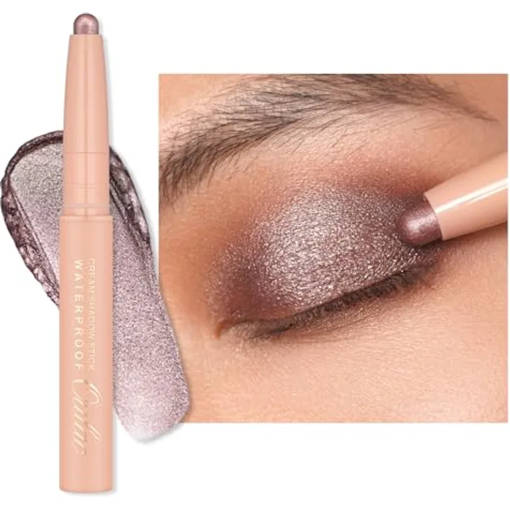 Oulac Lidschatten-Stift Taupe, Wasserdicht, 24 Stunden Halt, Metallic Finish, Vegan, 3.6g (17) Hollywood Dream