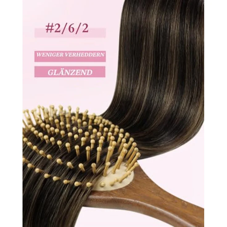 YoungSee Microring Extensions Echthaar Ombre, Braun Ombre Mittelbraun, 35 cm, 50g, Kaltfusion, Invisible, für Damen – Bild 2