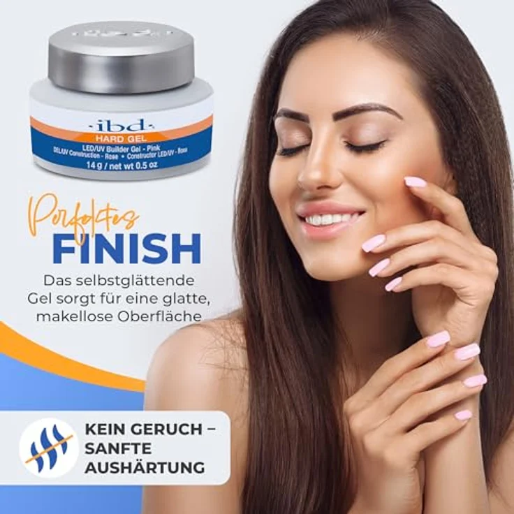 IBD Hard Gel – LED/UV Builder Gel Pink, 14 g – Ohne Formaldehyd & Toluol – Schnelle Aushärtung in 60 Sekunden – Nagelaufbau für Zuhause – Bild 3