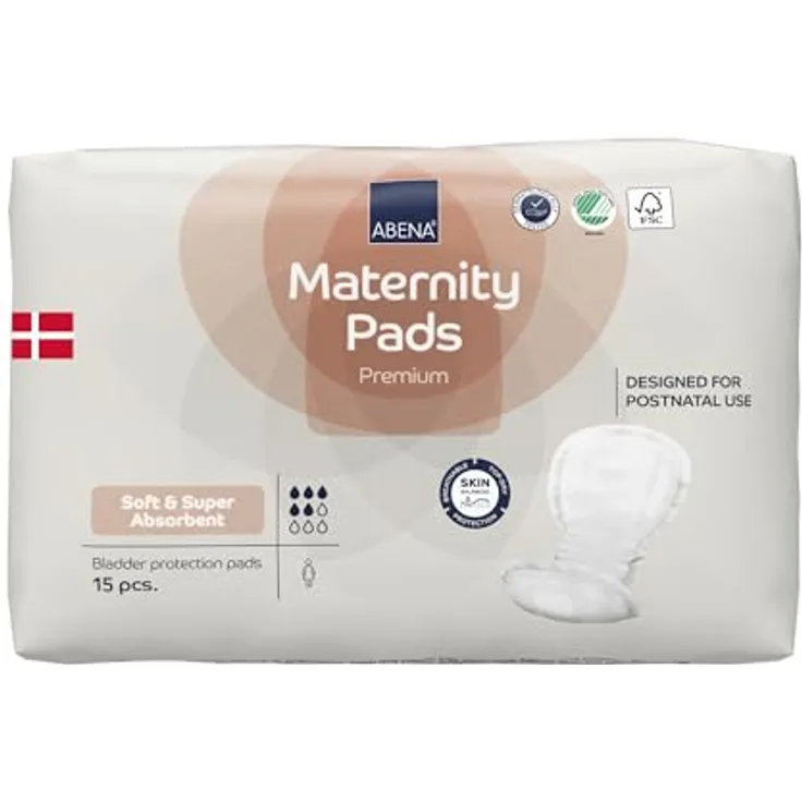 ABENA Premium Wochenbett Einlagen, 15 Stück, extra Schutz, atmungsaktiv und hautfreundlich für Frauen