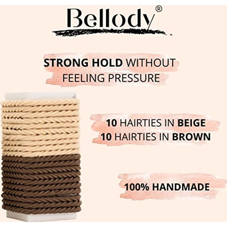 Bellody® Minis - Kleine Mini Haargummis für stylische Flechtfrisuren & kleine Zöpfe (20 Stück - Braun/Beige) - Damen Haargummis in verschiedenen Farben – Bild 2