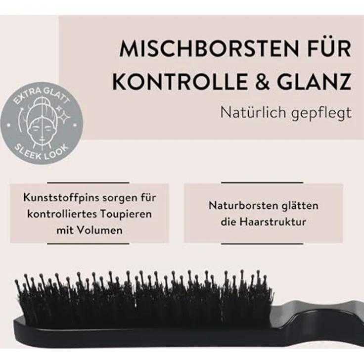 PARSA BEAUTY Sleek-Toupierbürste mit Wildschweinborsten – Anti-Frizz Haarbürste für Toupieren & Sleek-Look, robustes Design aus ABS-Kunststoff – Bild 4