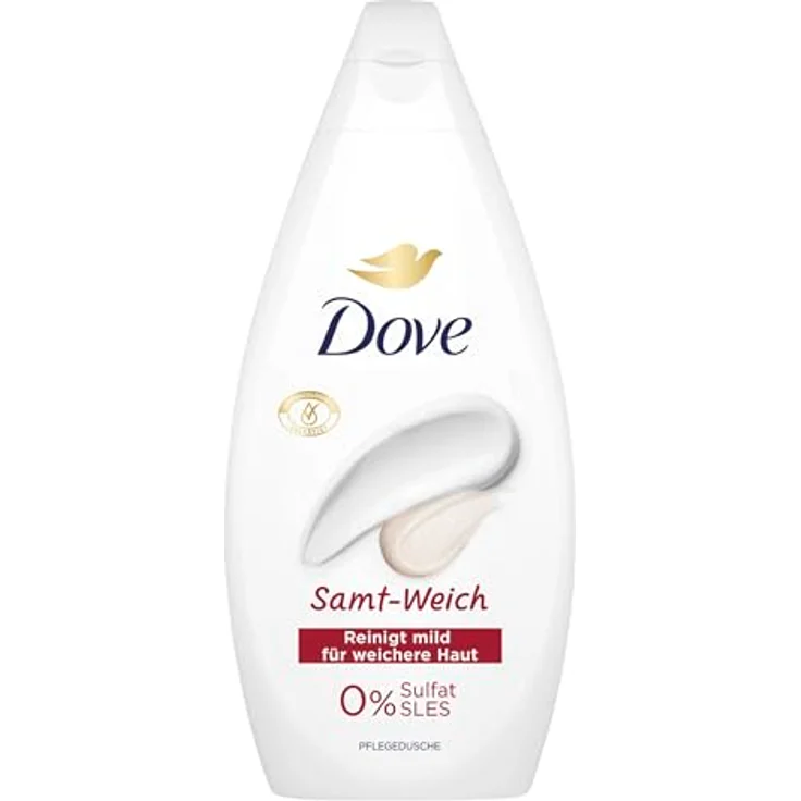Dove Duschgel Samt-Weich Pflegedusche, dermatologisch bestätigt für weichere Haut, 450 ml, 0% Sulfat SLES, PETA-vegan – Bild 1