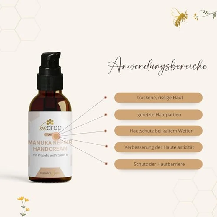 bedrop Manuka Repair Handcreme, mit Manuka Honig und Propolis für geschmeidige Hände, 100 ml – Bild 4