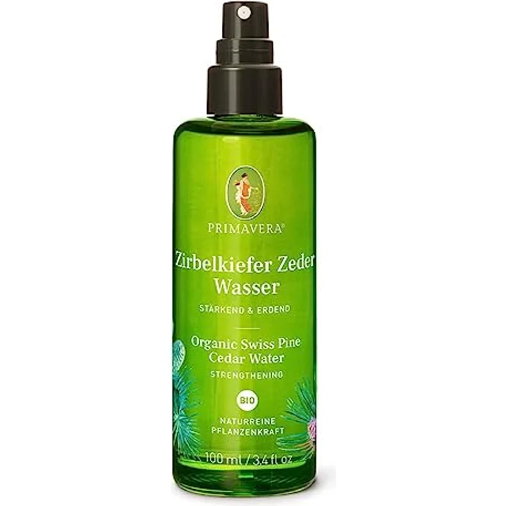 PRIMAVERA Pflanzenwasser Zirbelkiefer Zederwasser bio 100 ml - naturreine Pflanzenkraft – Glasflasche – Hydrolat, Körperspray, Aromatherapie – erdend – vegan – Bild 1