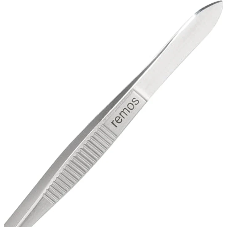 remos professional body care REMOS Splitterpinzette, rostfreier Edelstahl mit gezahnter Spitze, 8 cm, rutschfester Halt – Bild 3