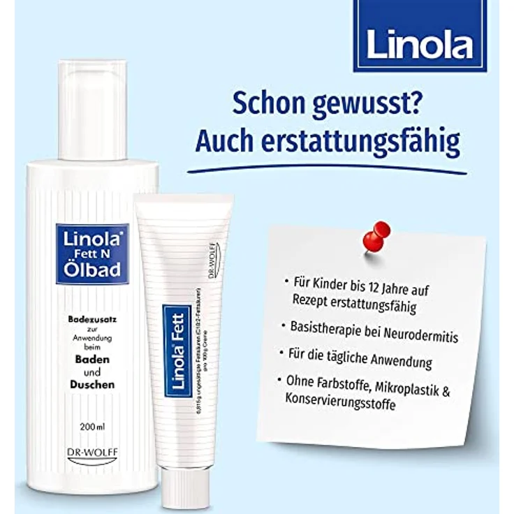 Linola fett N Ölbad, 200 ml Badezusatz für trockene Haut, apothekenpflichtig – Bild 3