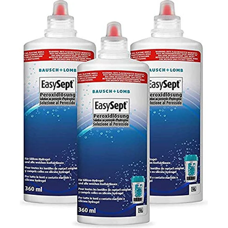 Bausch & Lomb EasySept 3-Pack Peroxid-System für weiche & harte Kontaktlinsen, inkl. 3 Aufbewahrungsbehälter – Bild 2