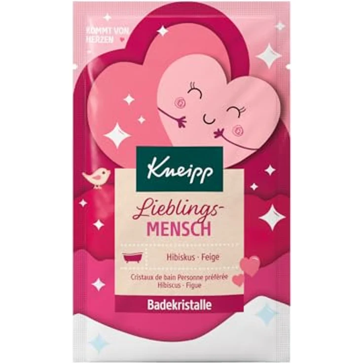 Kneipp Badekristalle Lieblingsmensch, Sachet mit naturreinem Tiefensalz und mit hochwertigem Hibiskus- und Feigenextrakt, fruchtig-floraler Duft, 60g – Bild 1