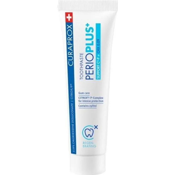 Curaprox Perio Plus+ Support Zahnpasta mit 0.09% CHX, 75 ml - für gesunde Zahnfleischpflege
