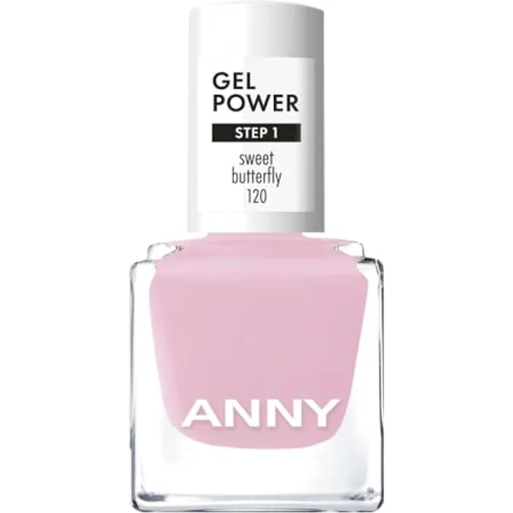 ANNY Gel Power Nail Polish – Gel-Farb-Nagellack ohne UV-Lampe, brillanter Glanz, bis zu 12 Tage Halt, splitter- & kratzresistent, Farbe: Sweet Butterfly - Helles Zuckerwatterosa, 8 ml