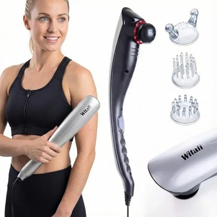 smartEC Witali elektrisches Handmassagegerät, inkl. 3 Wechselmassageaufsätzen, ergonomisch und kabelgebunden, 15 W Leistung – Bild 1