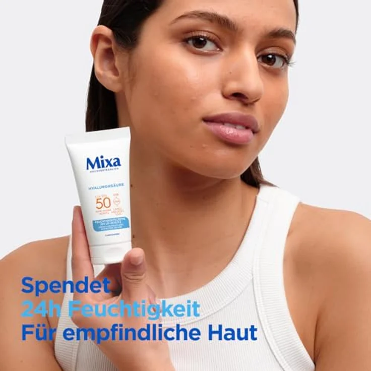 Mixa UV 50 Hydrating Care, Gesichtscreme für sensible Haut, Schutz vor UVB + UVA + Long UVA, SPF 50, mit Hyaluronsäure, hypoallergen, 50 ml – Bild 2
