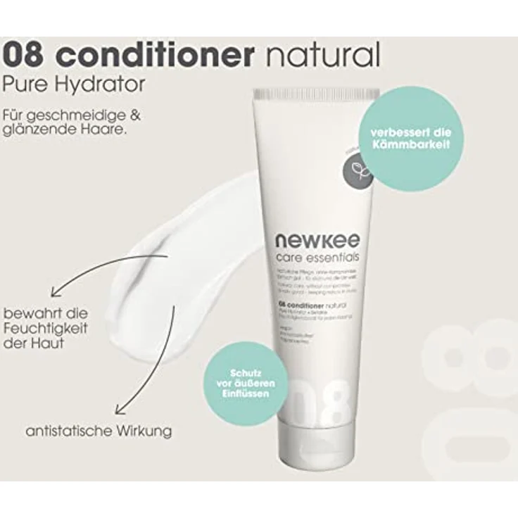 Newkee 08 Conditioner Natural, vegane Haarpflege mit Mandelöl und pflanzlichen Extrakten, 150 ml – Bild 5