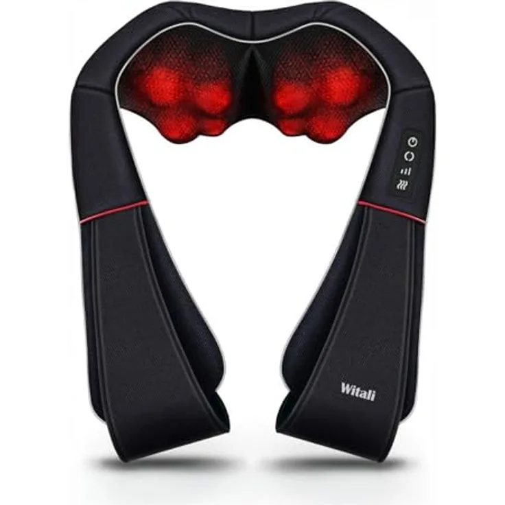 smartEC Shiatsu Massagegerät mit HeatFlow-Wärmefunktion, Nacken- und Rückenmassagegerät mit 8 rotierenden Köpfen, inkl. Auto-Adapter, kompakt für Zuhause und Reisen