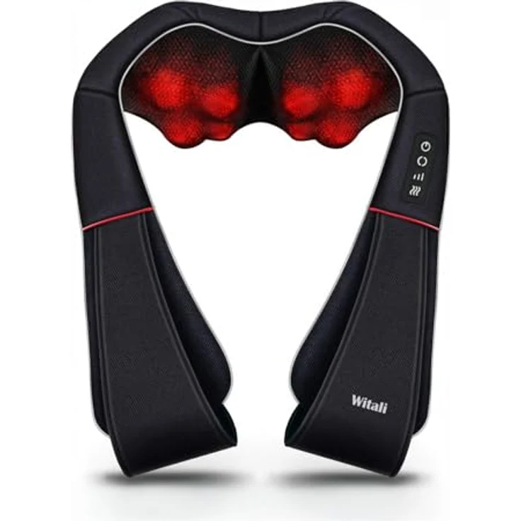 smartEC Shiatsu Massagegerät mit HeatFlow-Wärmefunktion, Nacken- und Rückenmassagegerät mit 8 rotierenden Köpfen, inkl. Auto-Adapter, kompakt für Zuhause und Reisen – Bild 1