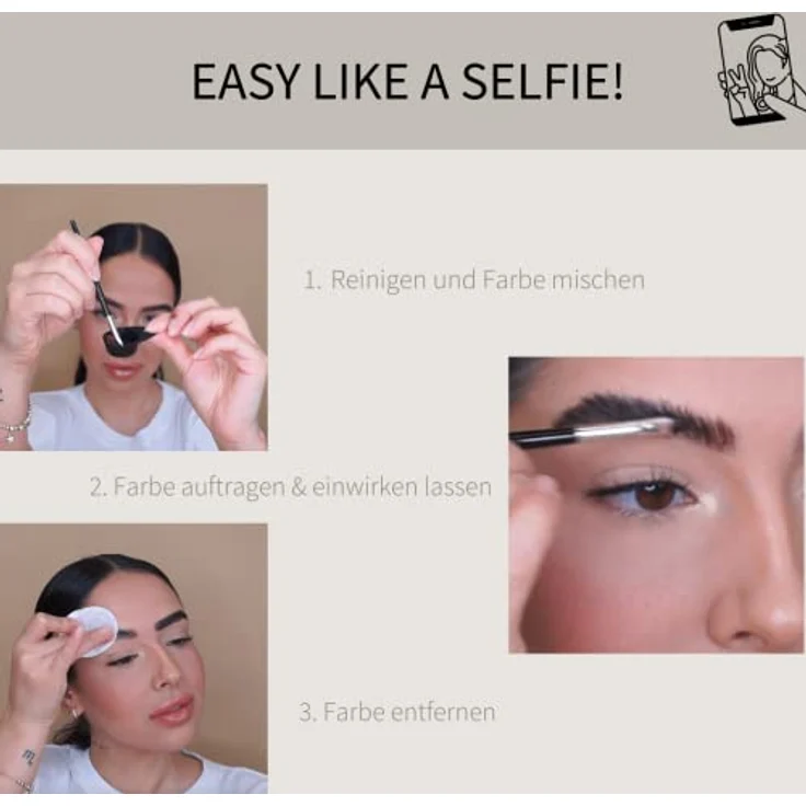 Fleeky Fleeky Brow Tint Kit, Augenbrauenfarbe in Braun für intensiven Look, wasser- und wischfest, vegan, 15ml Tint, 10ml Gel Oxidant – Bild 7