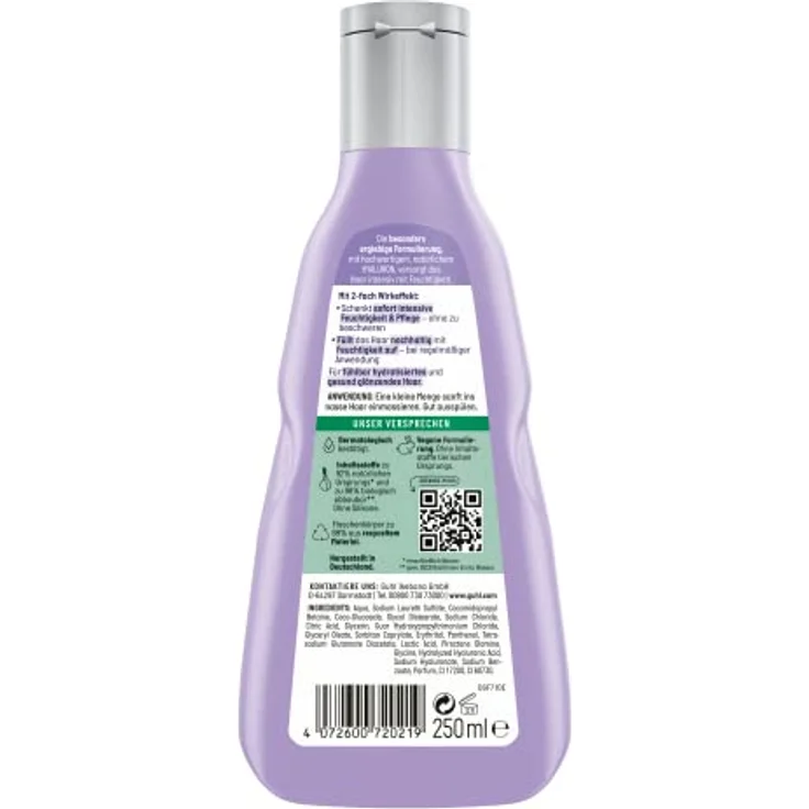 Guhl Hyaluron+ Pflege Feuchtigkeits-Shampoo - Intensive Feuchtigkeit & Pflege - 250 ml - Ohne Silikone - Mit natürlichem Hyaluron – Bild 2
