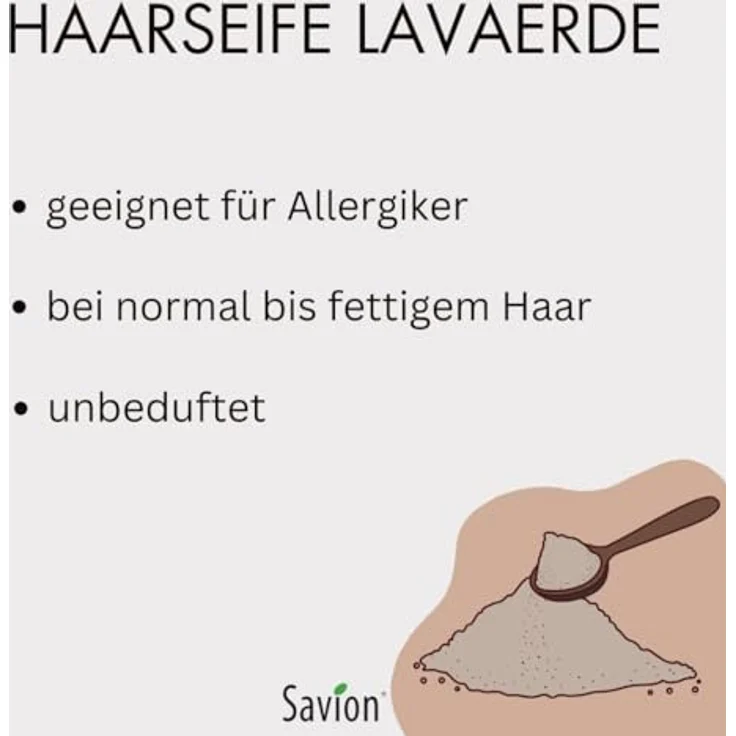 Savion Haarseife Lavaerde, für normales und fettiges Haar, Vegan, Palmölfrei, Tierversuchsfrei, Plastikfrei, 85g – Bild 3