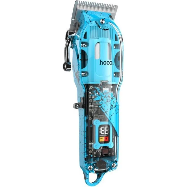 Hoco DAR Profi-Haarschneider mit LED-Display, 4 Aufsätzen (3/6/9/12 mm), 2600 mAh Akku, Blau