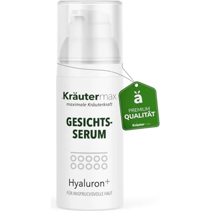 Kräutermax Hyaluron Gesichtsserum, hochkonzentriert ohne Duftstoffe, 30 ml, mit Edelweiß für intensive Regeneration