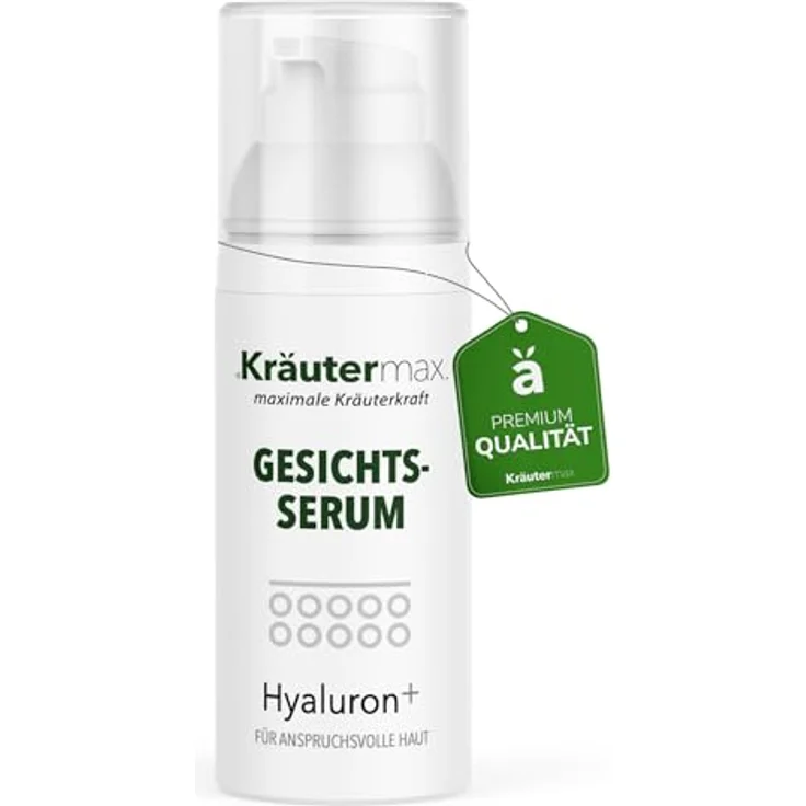 Kräutermax Hyaluron Gesichtsserum, hochkonzentriert ohne Duftstoffe, 30 ml, mit Edelweiß für intensive Regeneration – Bild 1