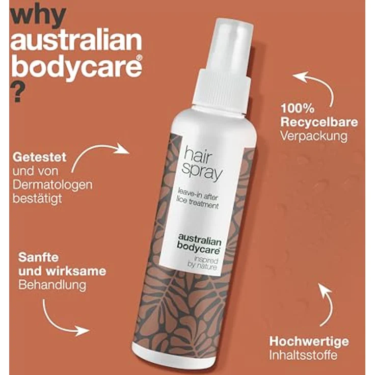 Australian Bodycare Hair Spray 150 ml | Nachfolgendes Spray bei erfolgreicher Kopfläusebehandlung für die ganze Familie | Kopfläusespray mit 100% natürlichem Teebaumöl… – Bild 4
