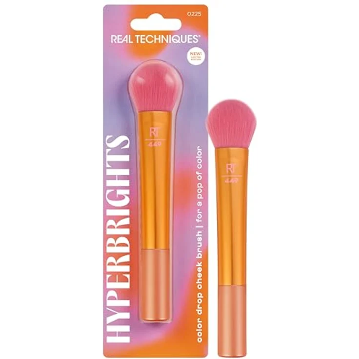 REAL TECHNIQUES Hyperbrights Color Drop Cheek Brush - Professioneller Make-up-Pinsel, ultraweich und hochwertig, für ein makelloses Finish – Bild 1