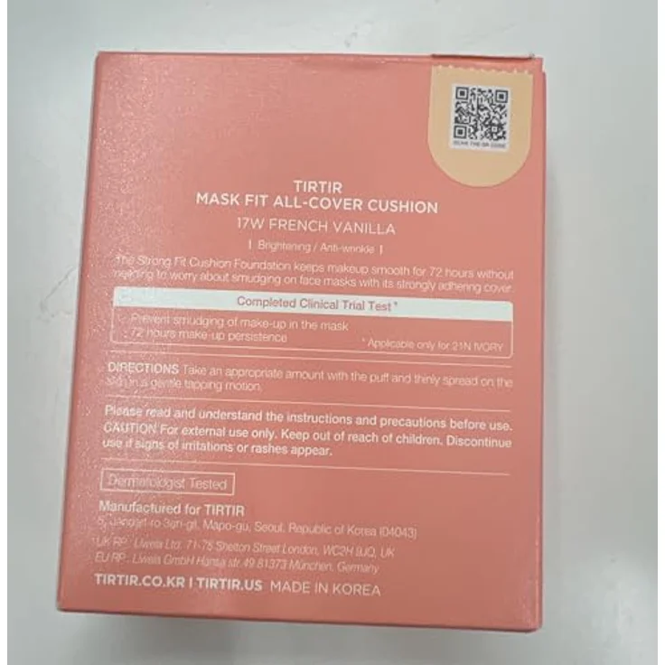 TIRTIR Mask Fit All Cover Cushion, mattierendes Make-up mit Hyaluronsäure, Farbton 17W French Vanilla, 18 g – Bild 8