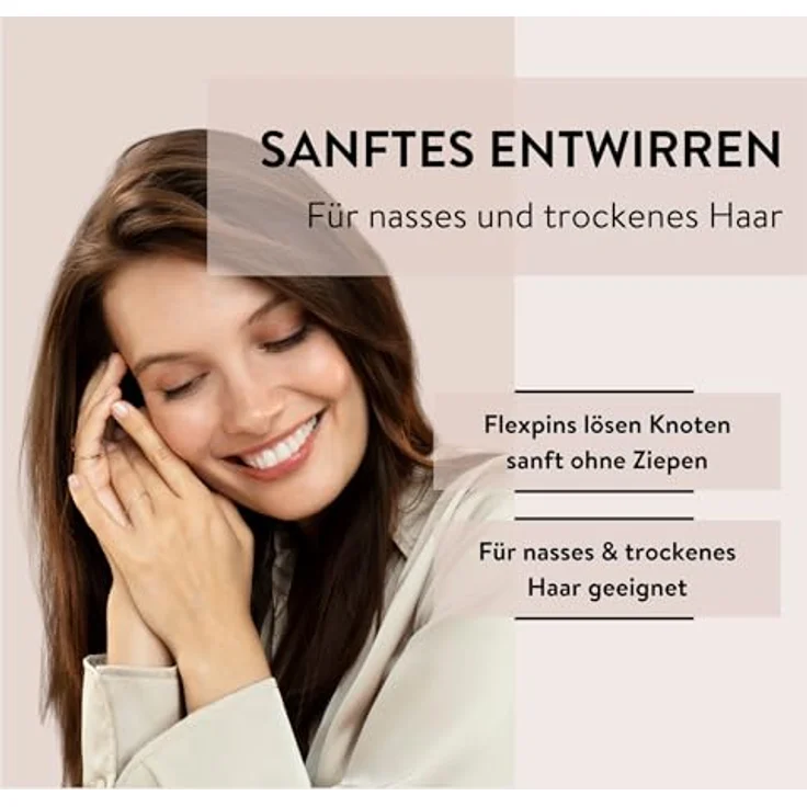 PARSA BEAUTY Nature Love Spiralbürste, Entwirrbürste mit Weizenstroh & flexiblen Pins für nasses & trockenes Haar, schwarz – Bild 3