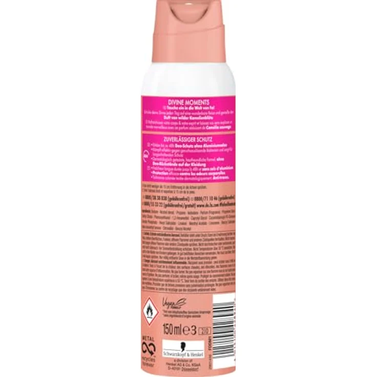 FA Deospray Divine Moments, 6x 150ml, Deodorant mit wilder Kamelienblüte, vegane Formel, 48h Deo-Schutz ohne Aluminiumsalze, stoppt Bakterien – Bild 3