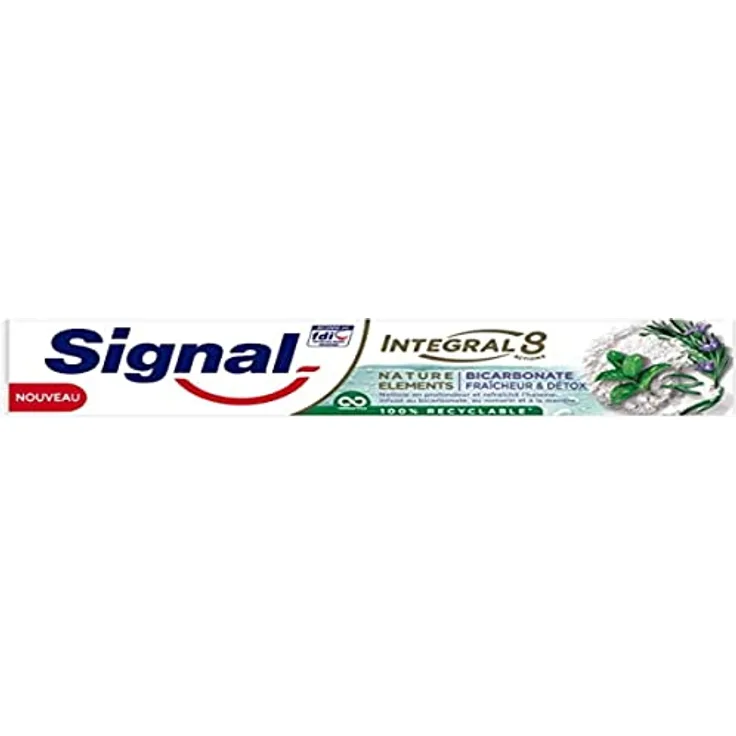 Signal Integral 8 Zahnpasta Nature Elements Bicarbonat, 75 ml - Natürliche Reinigung mit Backpulver und Mineralzink