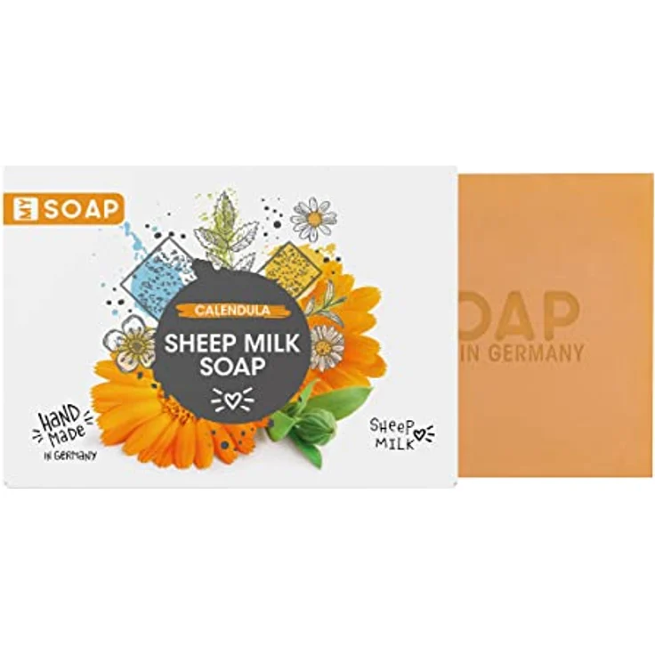 MY SOAP Schafmilchseife, Natural by accentra, handgefertigte Schafmilchseife MY SOAP in Papierschachtel, 100g, Motiv/Duft: Ringelblume – Bild 1