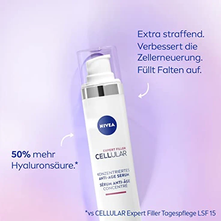 NIVEA Cellular Expert Filler Konzentriertes Anti-Age Serum (40 ml), Anti Falten Serum mit Hyaluron- und Folsäure, für jünger aussehende Haut – Bild 2