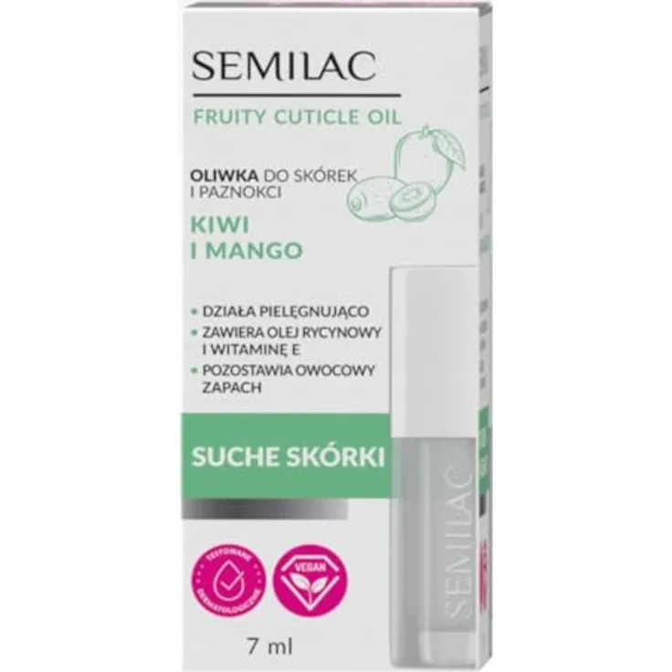 Semilac Nagelöl Kiwi Mango 7 ml, Pflegeöl mit Rizinusöl und Vitamin E für gesunde Nägel und Nagelhaut
